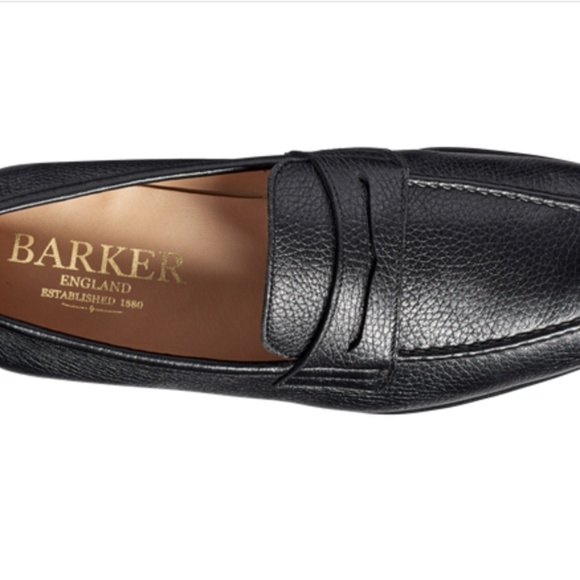 Mens Black Deerskin Penny Loafer - US 8 - Barker Shoemakers - Ledley - New w Box